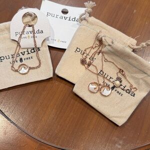 Pura Vida Rose Gold and White Necklace Trio